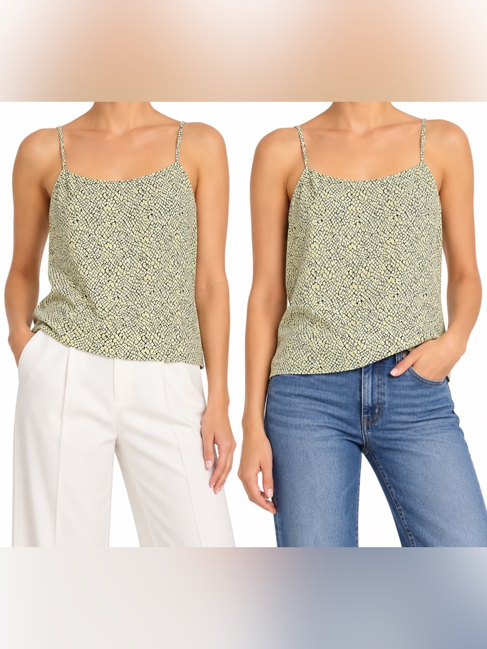 Robert Rodriguez Brennan Snake Print Camisole L NWT Pale Yellow Embellished Cami